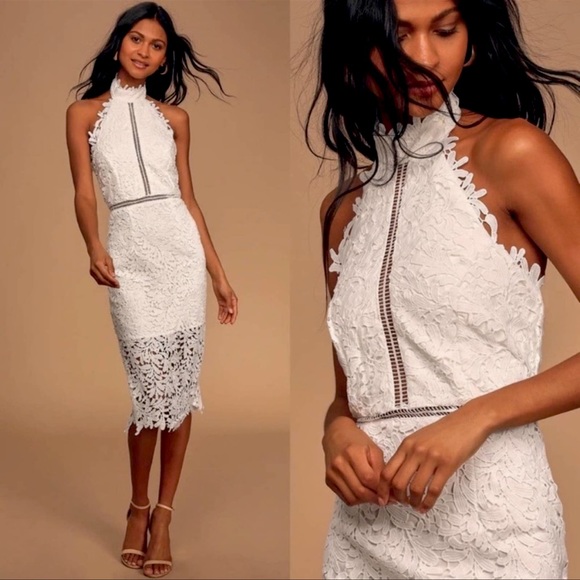 Lulu’s divine destiny lace sleeveless white midi dress - Picture 3 of 7
